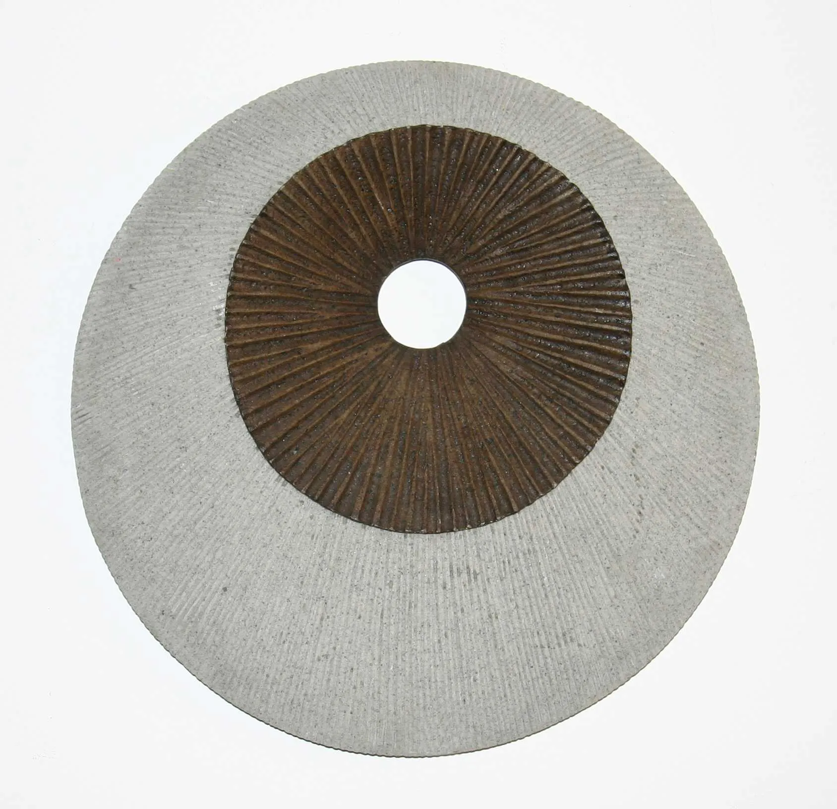 27" X 27" X 3" Brown & Gray Round Double Layer Ribbed  Wall Decor