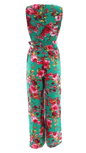 4-A1598 Alesha Green Floral Jumpsuit