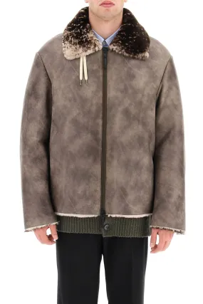 Acne studios vintage-effect shearling jacket