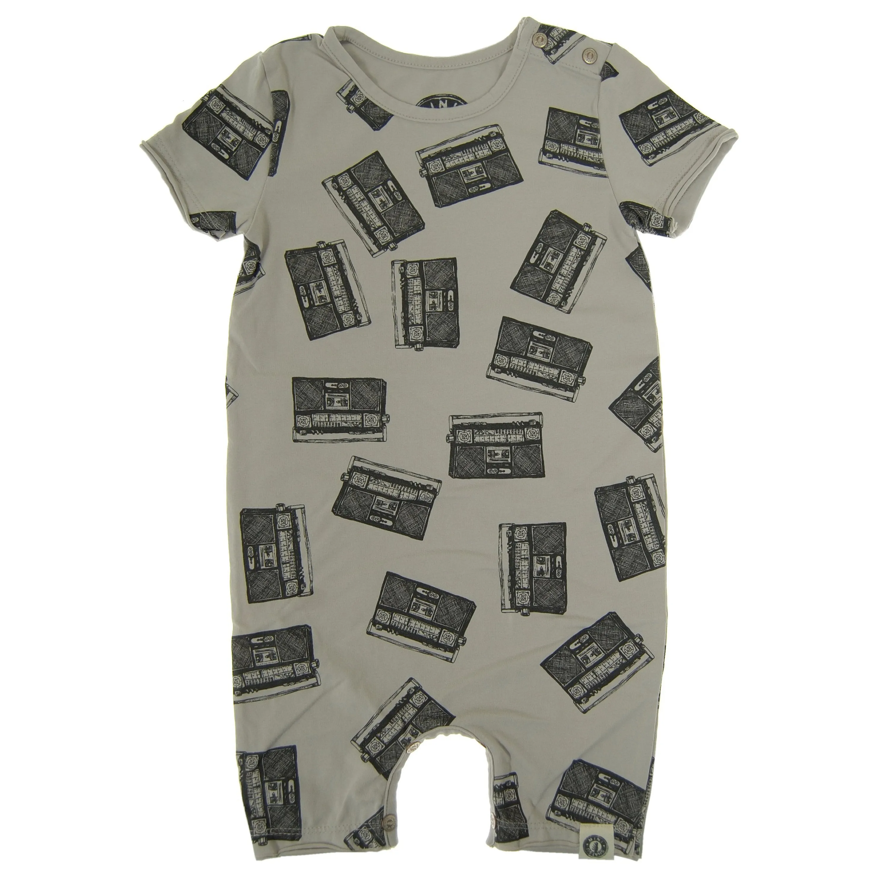 Allover Boom Box Baby Romper by: Mini Shatsu Essentials