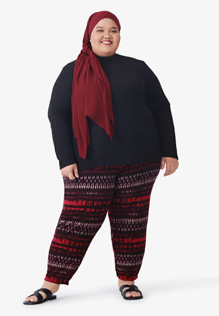 Amabel Soft Printed Lounge Jogger Pants - Red Black