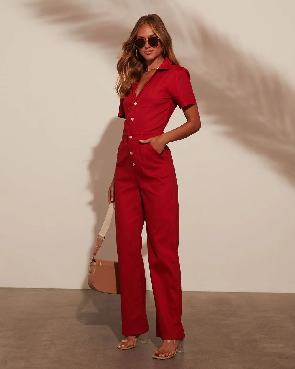 Amirah Button Down Pocketed Jumpsuit