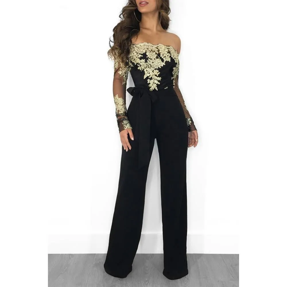 Appliques Lace Patchwork Jumpsuit