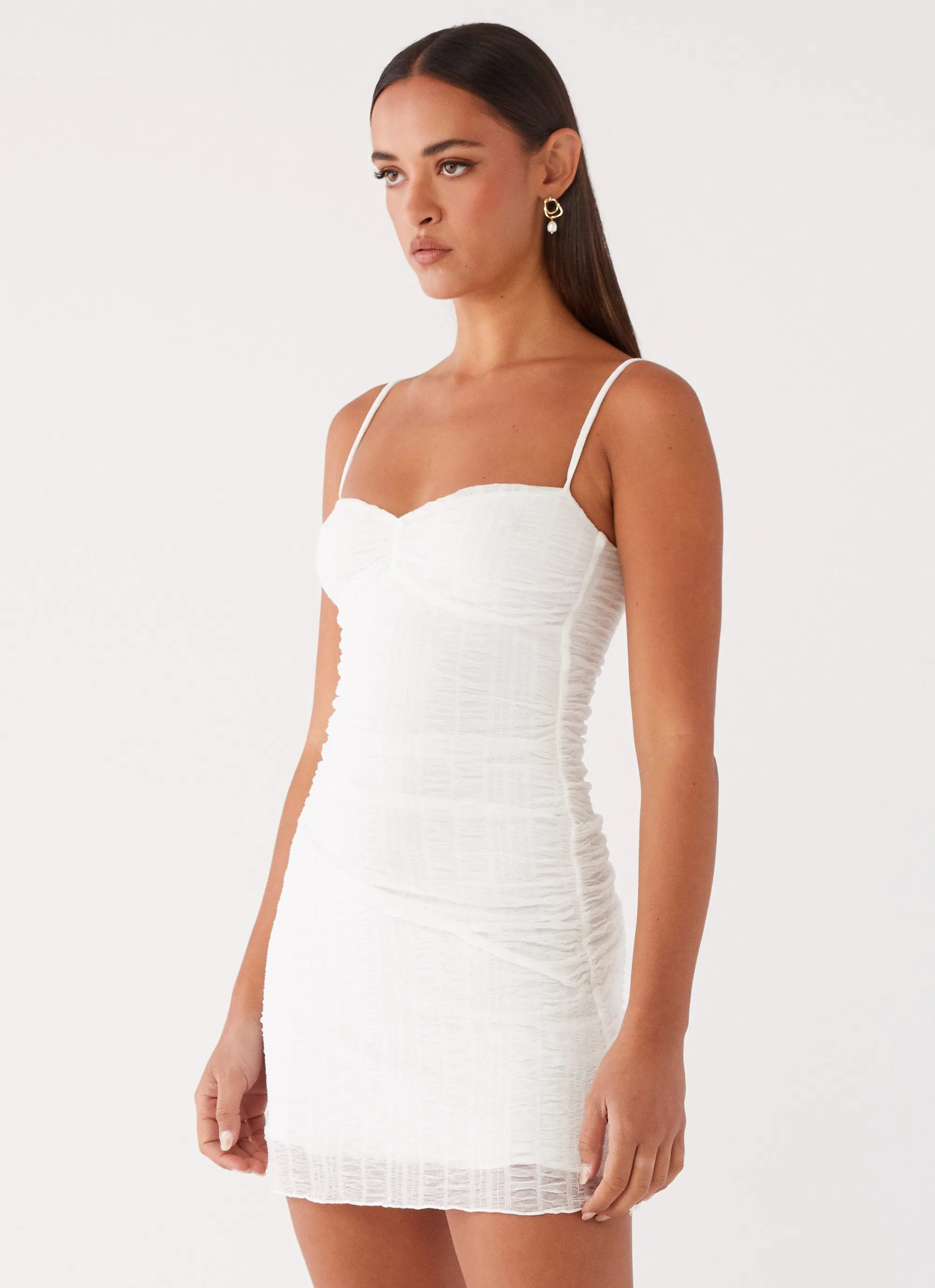 Arden Mesh Mini Dress - White