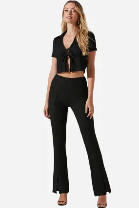 ASTR The Label Zoey Seamed Split Hem Pants in Black