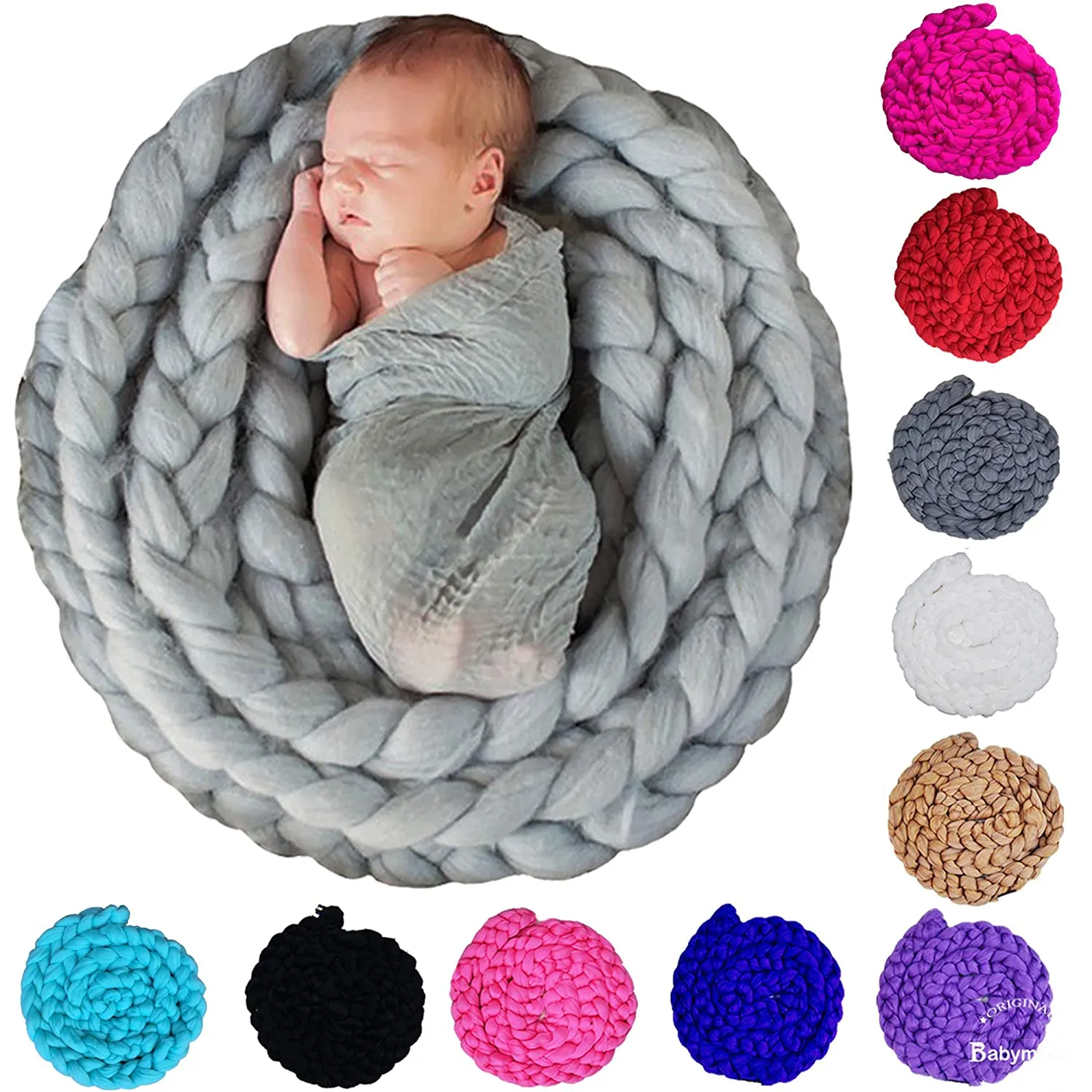 Babymoon Adjustable Braided Rug Layer Basket Filler Baby Photography Blanket