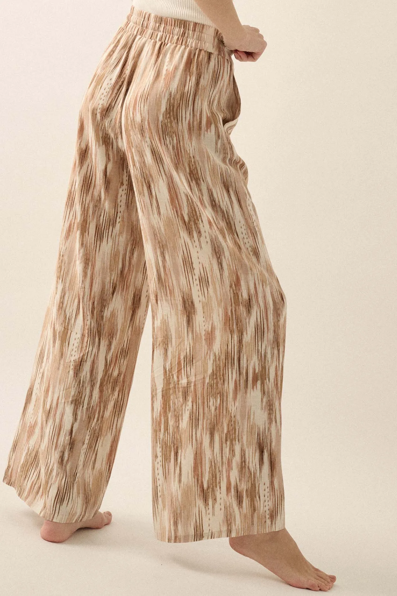 Beach Bash Abstract-Print Wide-Leg Drawstring Pants