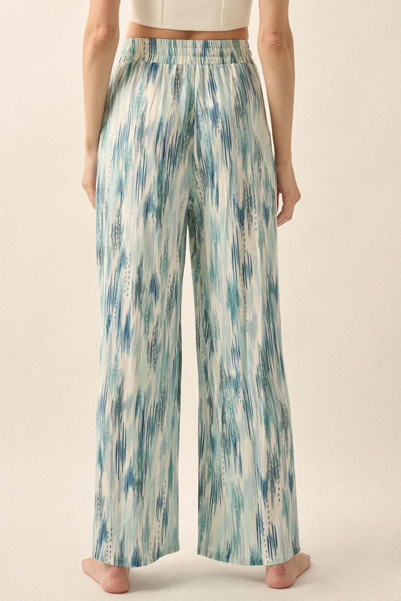 Beach Bash Abstract-Print Wide-Leg Drawstring Pants