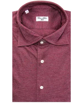 Berry Heather Micro Striped Knit Dress Shirt