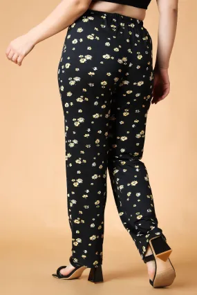 Black & Yellow Floral Printed Pyjamas