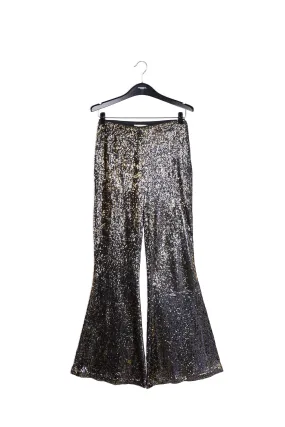 Black and gold sequined flared pants