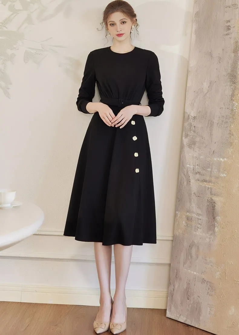 BLACK KNIT SLIM DRESS