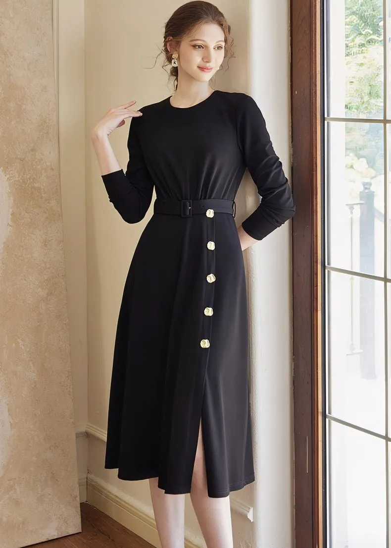 BLACK KNIT SLIM DRESS