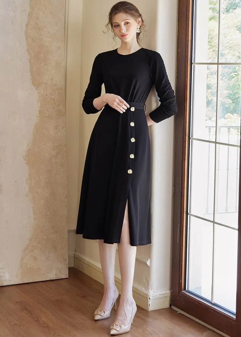 BLACK KNIT SLIM DRESS