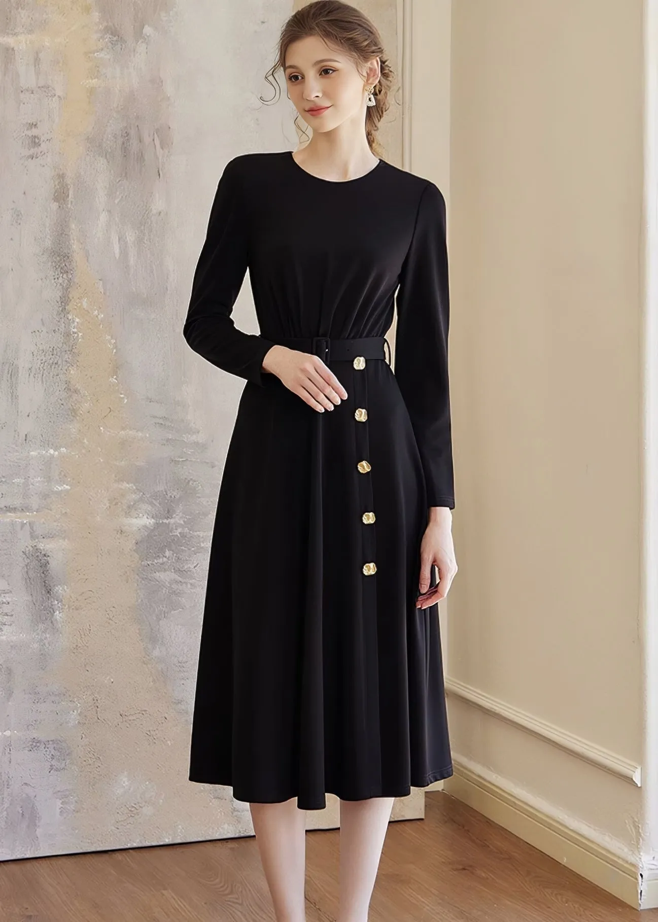 BLACK KNIT SLIM DRESS