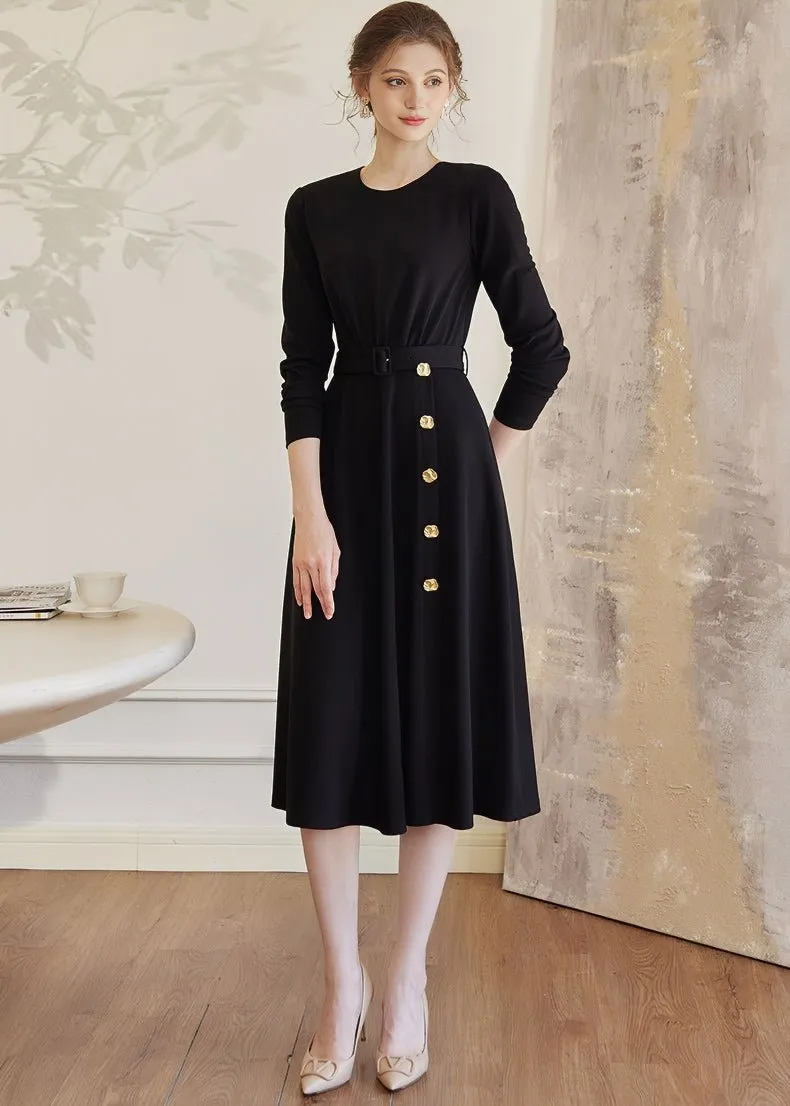 BLACK KNIT SLIM DRESS