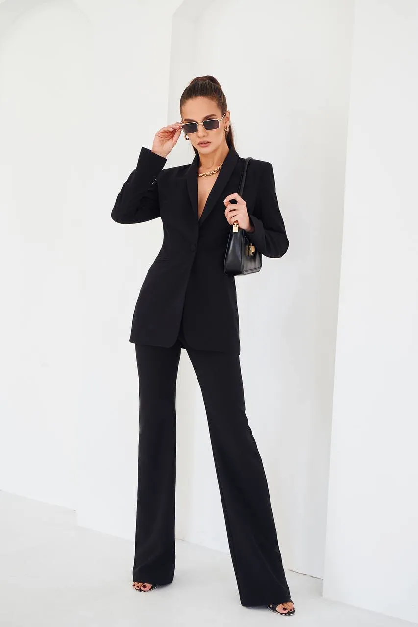 Black Shawl Lapel Suit 2-Piece