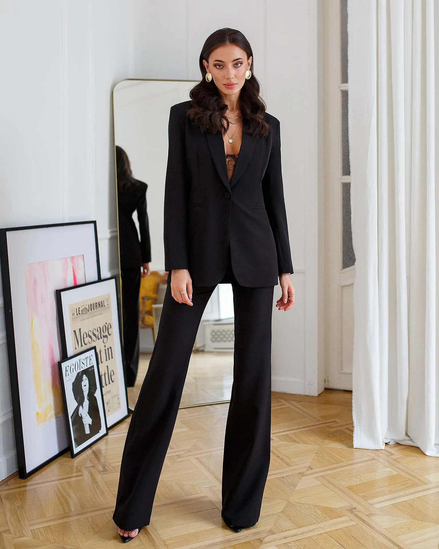 Black Shawl Lapel Suit 2-Piece