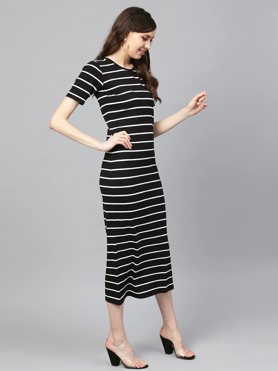 Black White Stripe Maxi