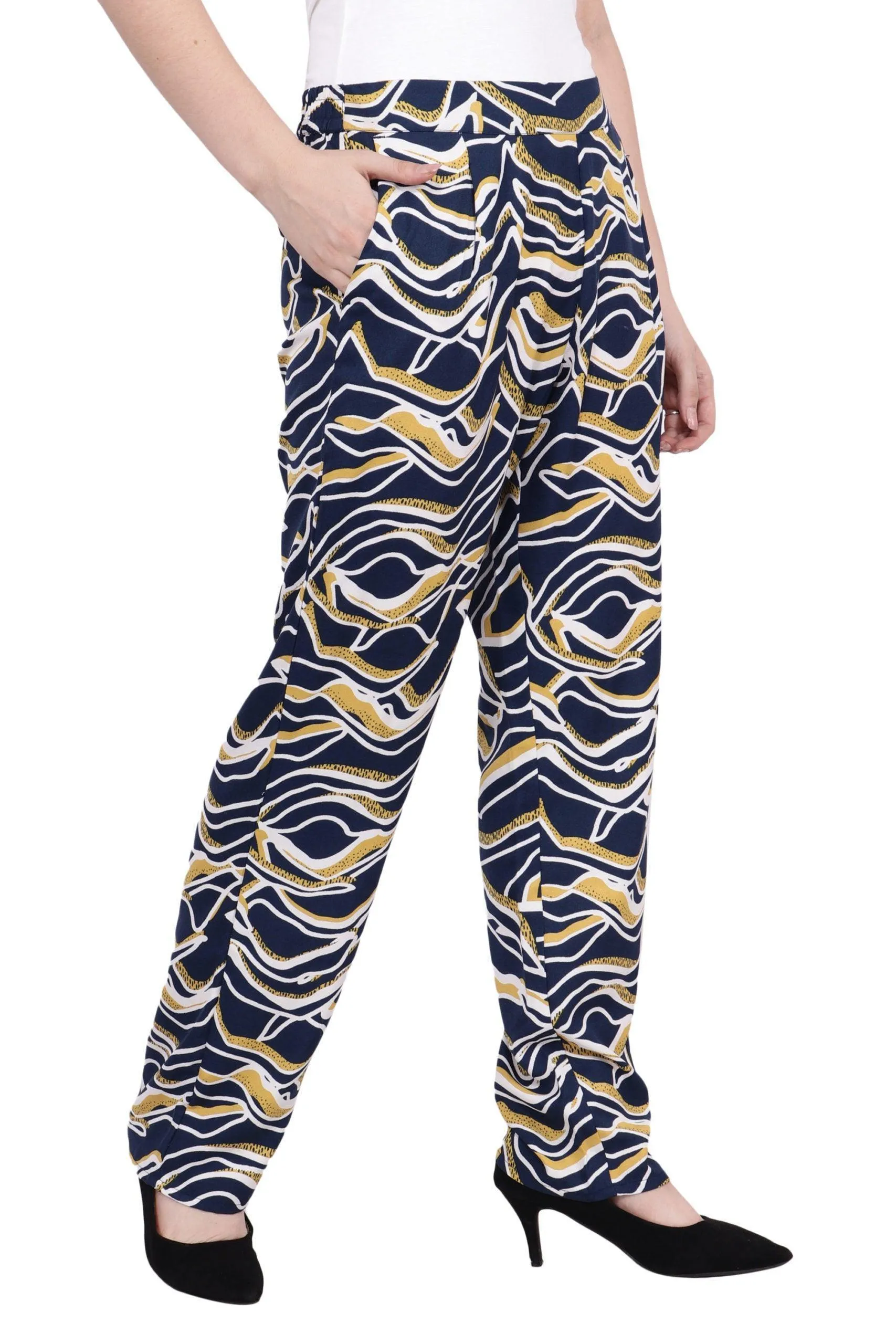 Blue & Yellow Whale Printed Trousers