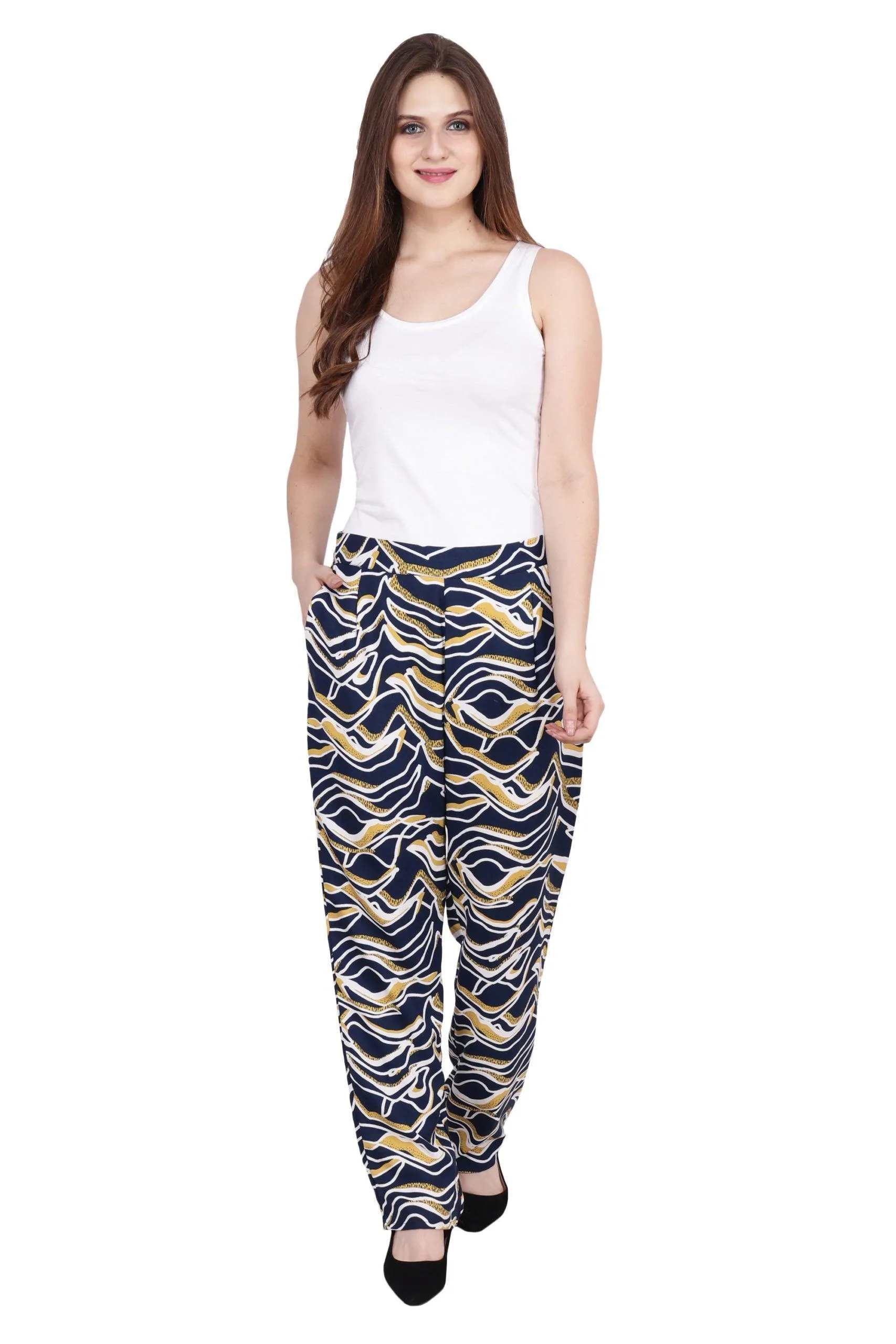 Blue & Yellow Whale Printed Trousers