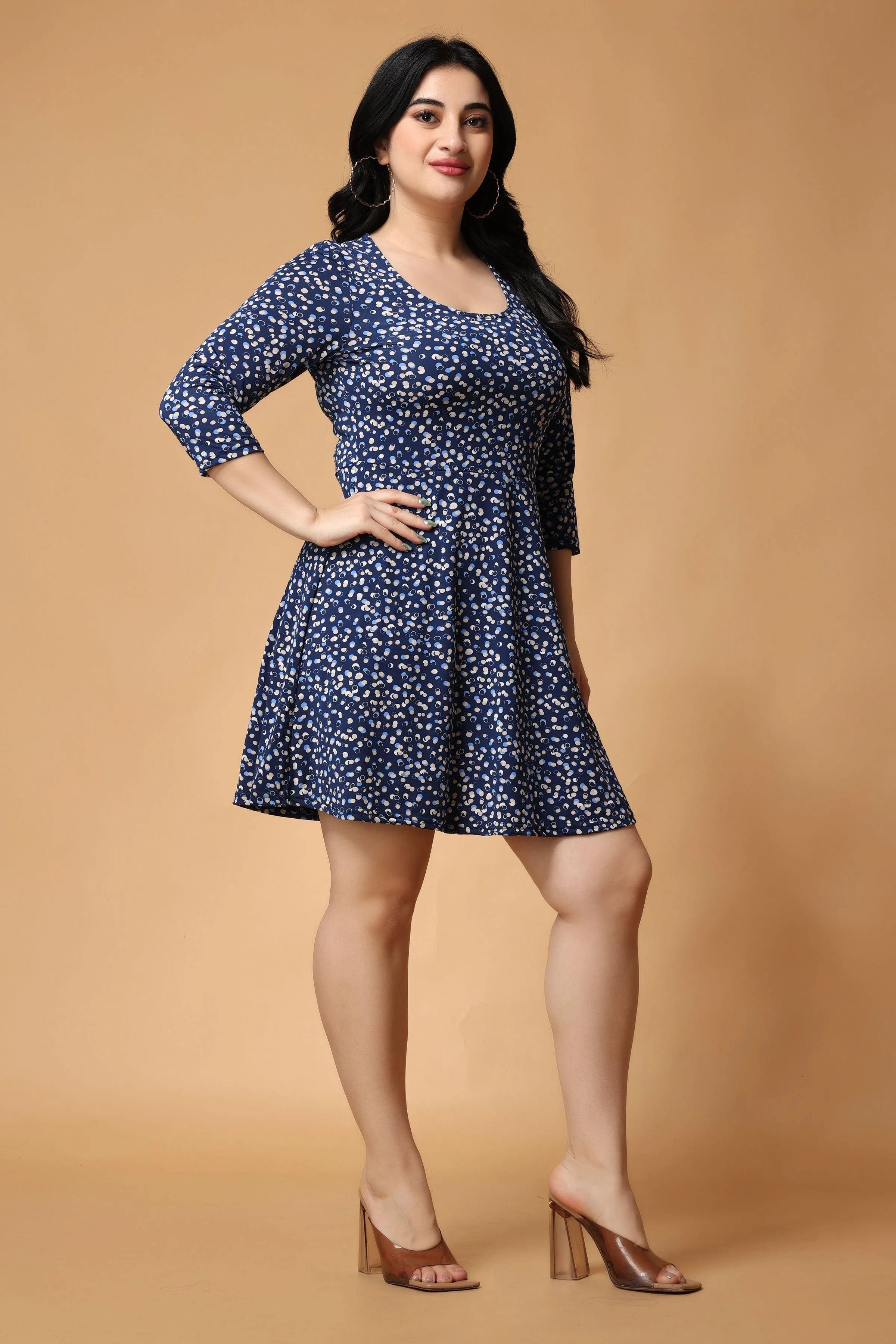 Blue Dots Printed Dress