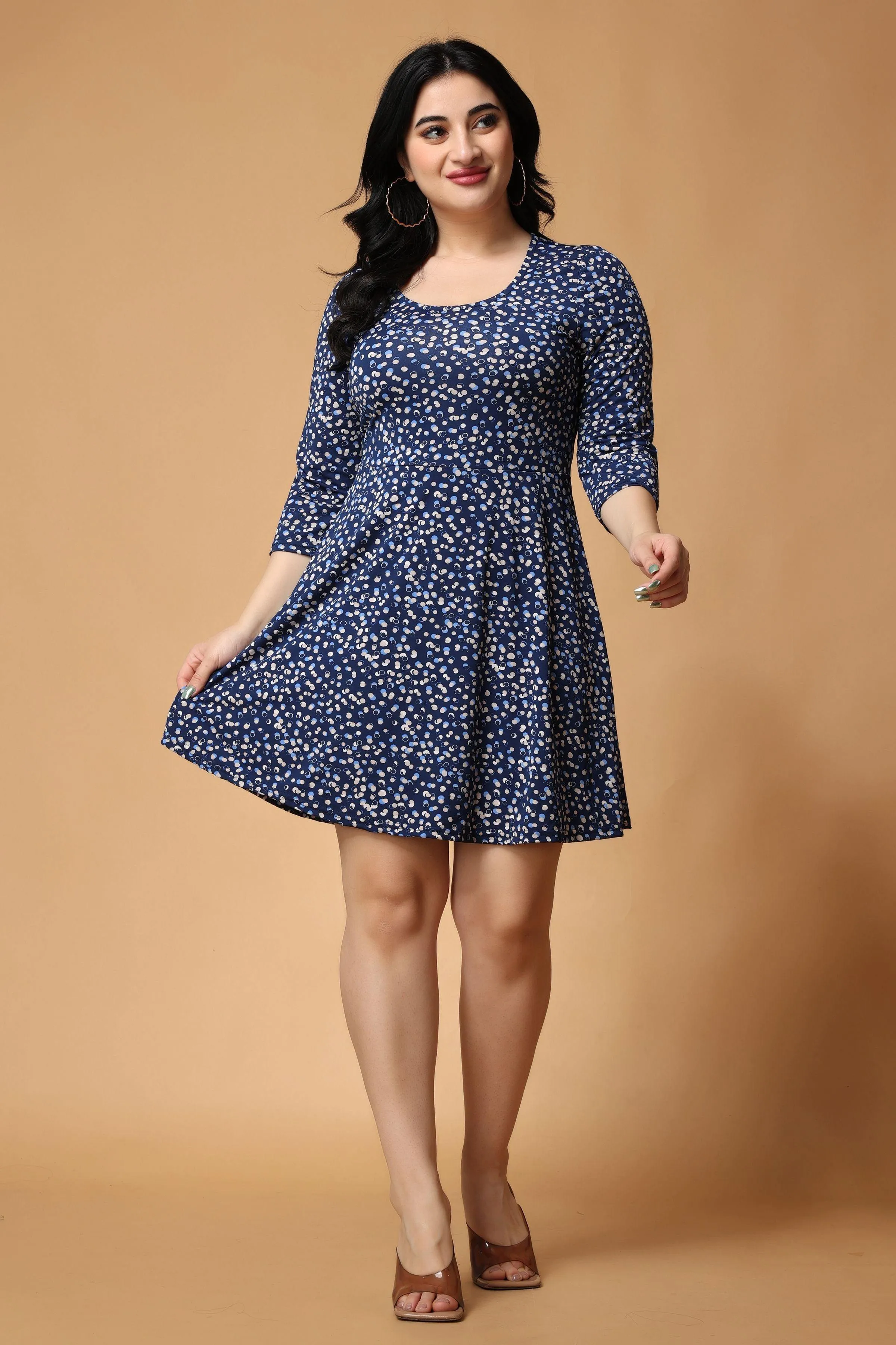 Blue Dots Printed Dress