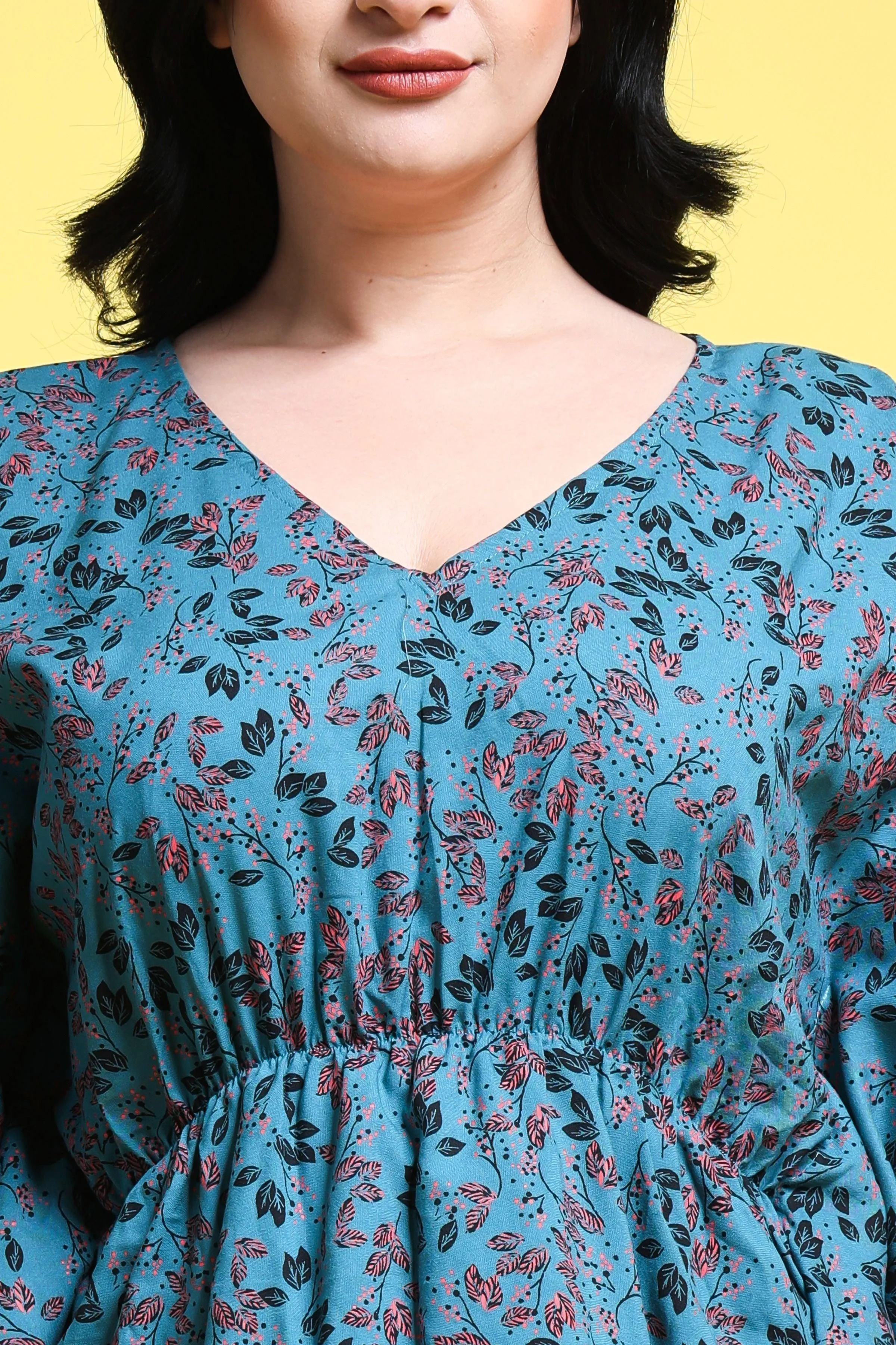 Blue Floral Printed Kaftan Set