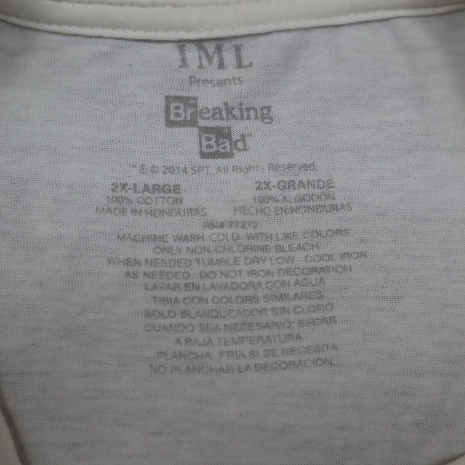 Breaking Bad  T Shirt Mens Size 2X White Short Sleeve Graphic Tee Crew Neck Soli