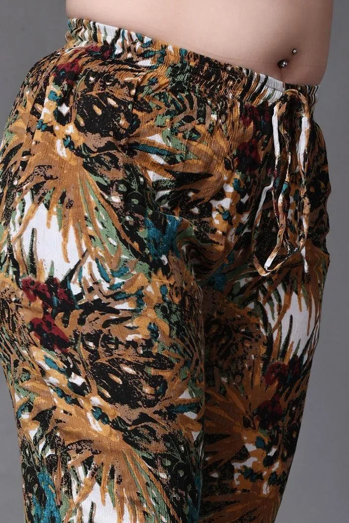 Brown Jungle Printed Pants