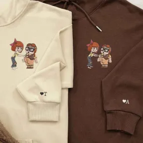 Carl x Ellie Couple Matching Hoodies - Custom Embroidered Sweatshirts For Couples