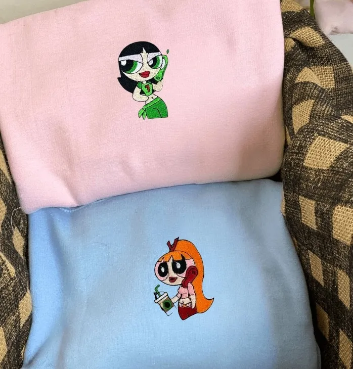 Cartoon Duo Matching Couple Hoodies - Custom Embroidered Sweatshirts For Couples