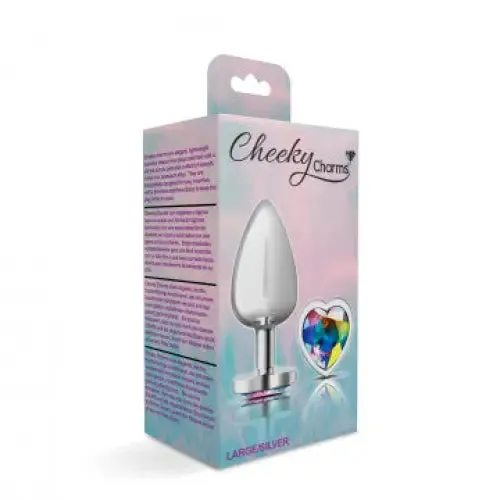 Cheeky Charms Heart Clear Iridescent Silver Plug