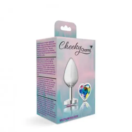 Cheeky Charms Heart Clear Iridescent Silver Plug