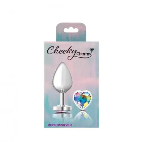 Cheeky Charms Heart Clear Iridescent Silver Plug