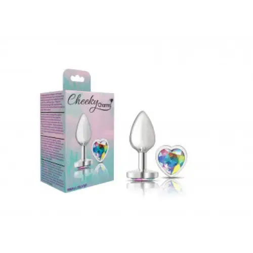 Cheeky Charms Heart Clear Iridescent Silver Plug