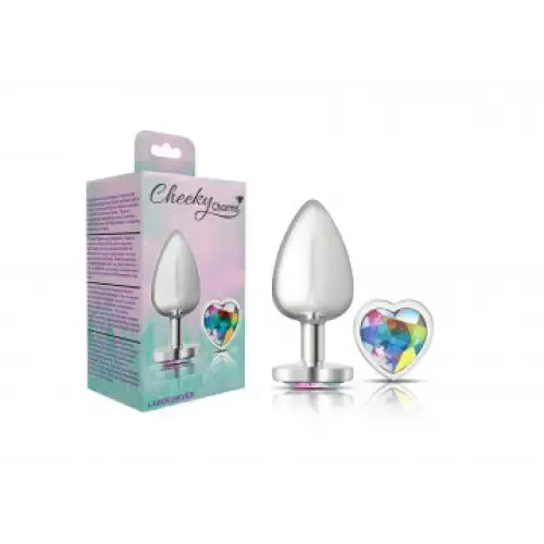 Cheeky Charms Heart Clear Iridescent Silver Plug