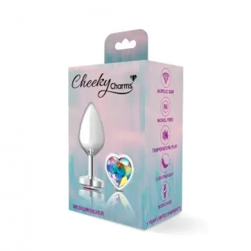 Cheeky Charms Heart Clear Iridescent Silver Plug