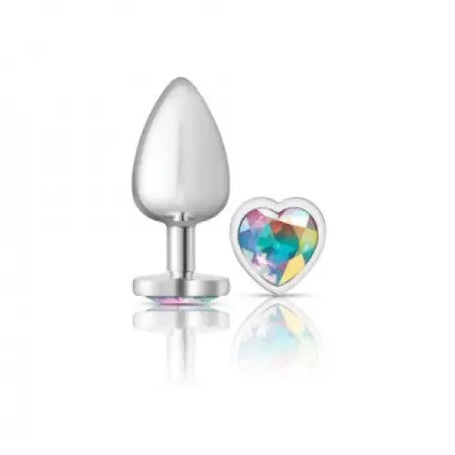 Cheeky Charms Heart Clear Iridescent Silver Plug