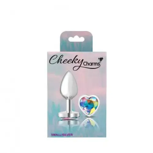 Cheeky Charms Heart Clear Iridescent Silver Plug