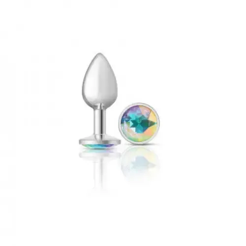 Cheeky Charms Round Clear Iridescent Silver Plug