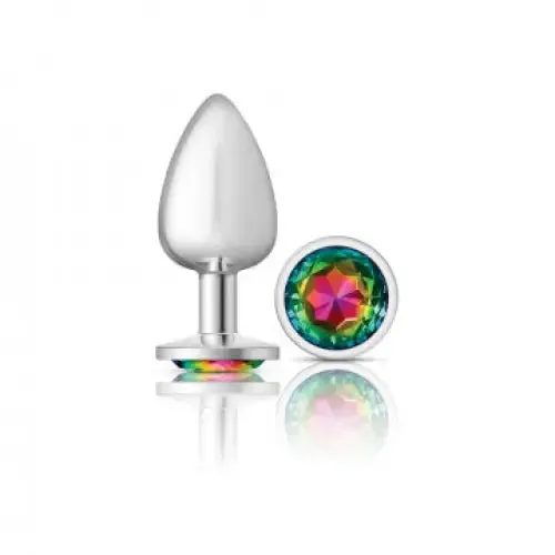 Cheeky Charms Round Rainbow Silver Plug