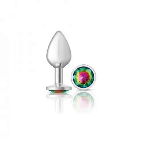 Cheeky Charms Round Rainbow Silver Plug