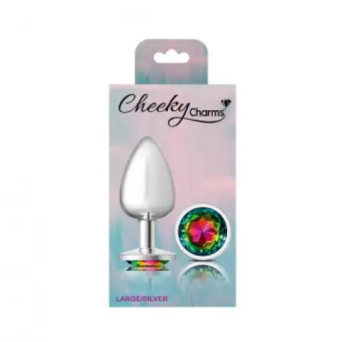 Cheeky Charms Round Rainbow Silver Plug