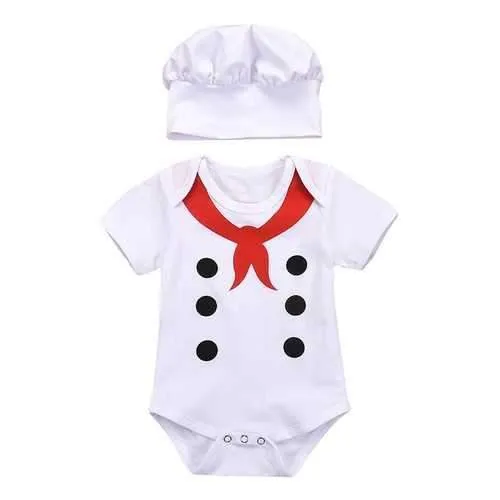 Chef Cooker Style Baby Romper Hat Set