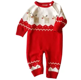 Christmas Reindeer Romper Red