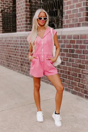 Coffee Run Cutie Romper in Pink