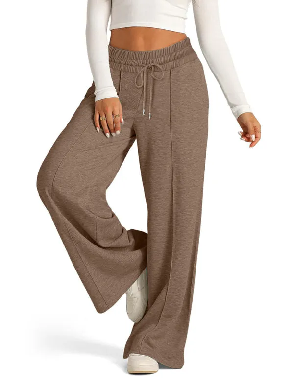 Comfy Wide Waistband Lounge Trousers Wide-Leg Pants