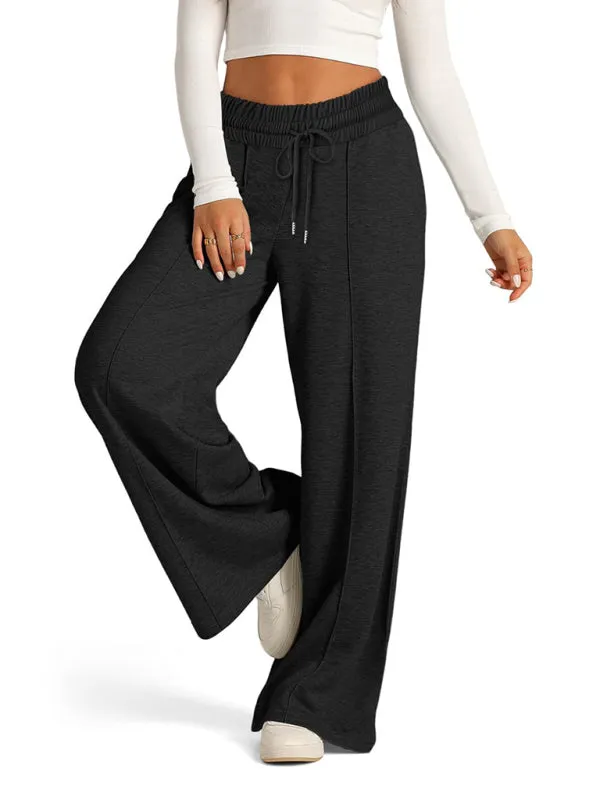 Comfy Wide Waistband Lounge Trousers Wide-Leg Pants