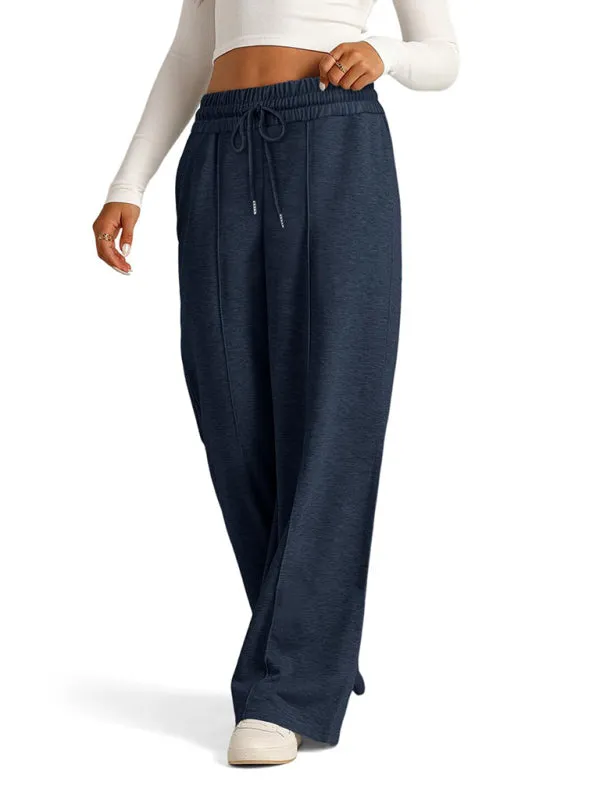 Comfy Wide Waistband Lounge Trousers Wide-Leg Pants